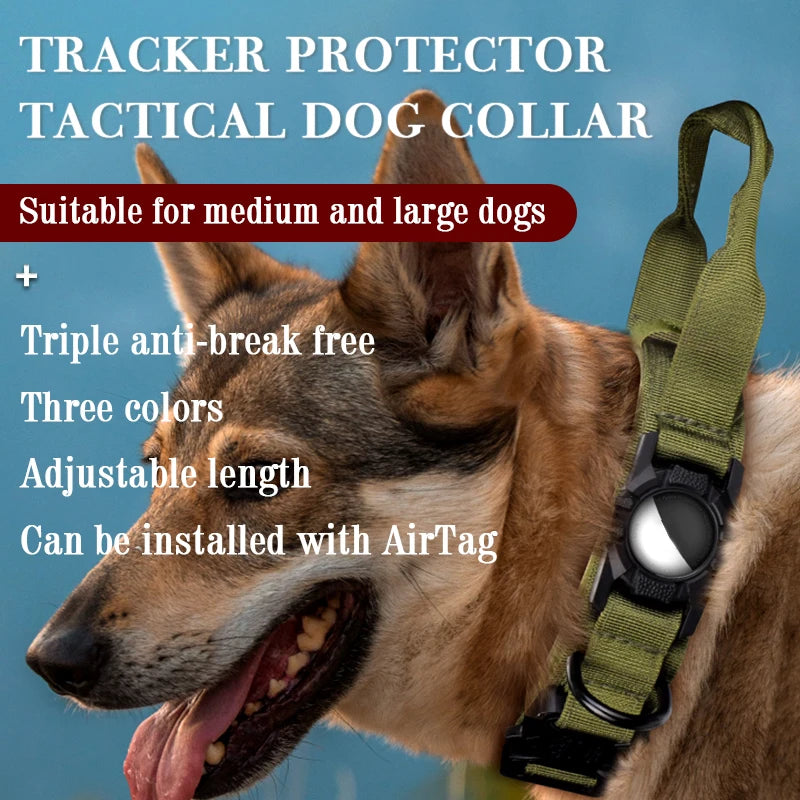 Adjustable Nylon AirTag Holder Dog Collar Pet Tactical Collar Dog Accessories Anti Last and Pet Dog Tracing Pet Safe for Dog