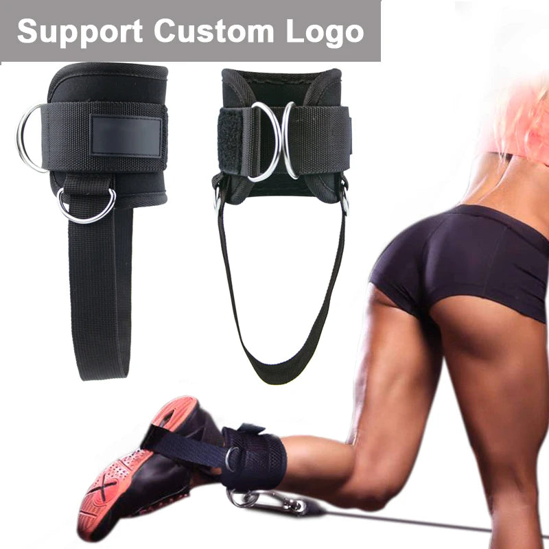 Padded D-ring Adjustable Women Men Ankle Strap Kickbacks with Fixed Rope for Cable Machines Ankle Cuffs Glute Leg Butt Workout