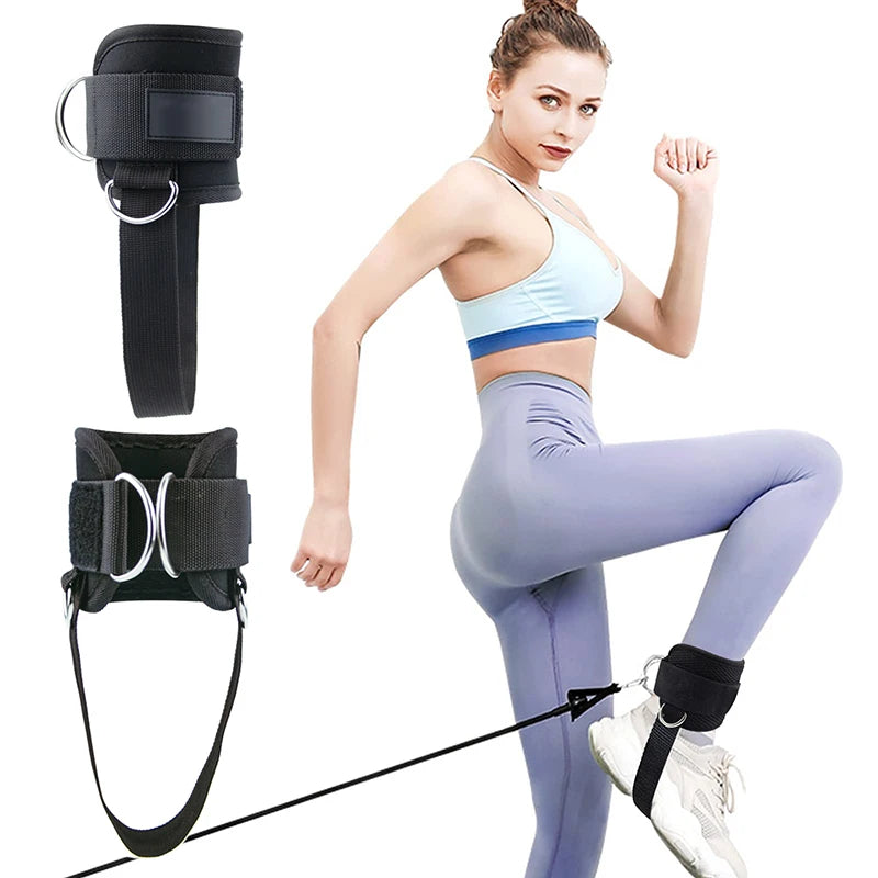 Padded D-ring Adjustable Women Men Ankle Strap Kickbacks with Fixed Rope for Cable Machines Ankle Cuffs Glute Leg Butt Workout