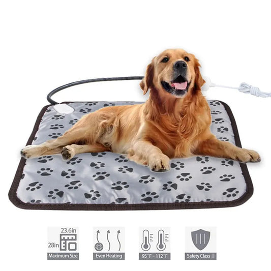 Adjustable Heating Pad Blanket Dog Cat Puppy Mat Bed Pet Electric Warmer Pad Power-off Protection Waterproof Bite-resistant Wire